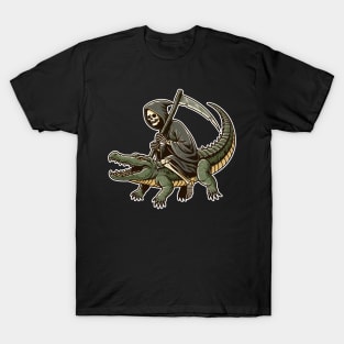 grim reaper rides crocodile T-Shirt